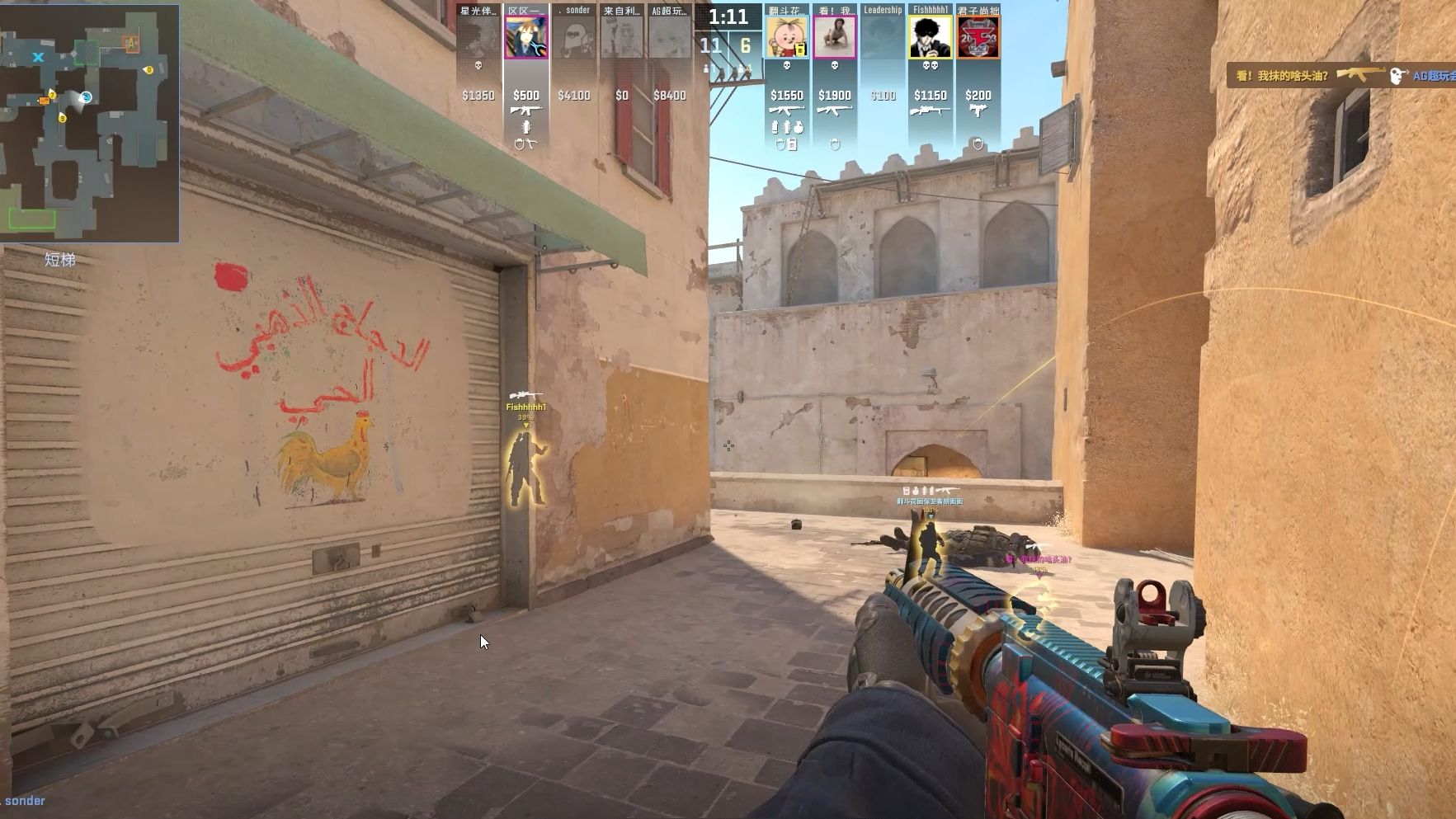 战斗歌曲开始了！单王被狼X战神Jax锁定。团队战是1对3。双方进入最后一轮